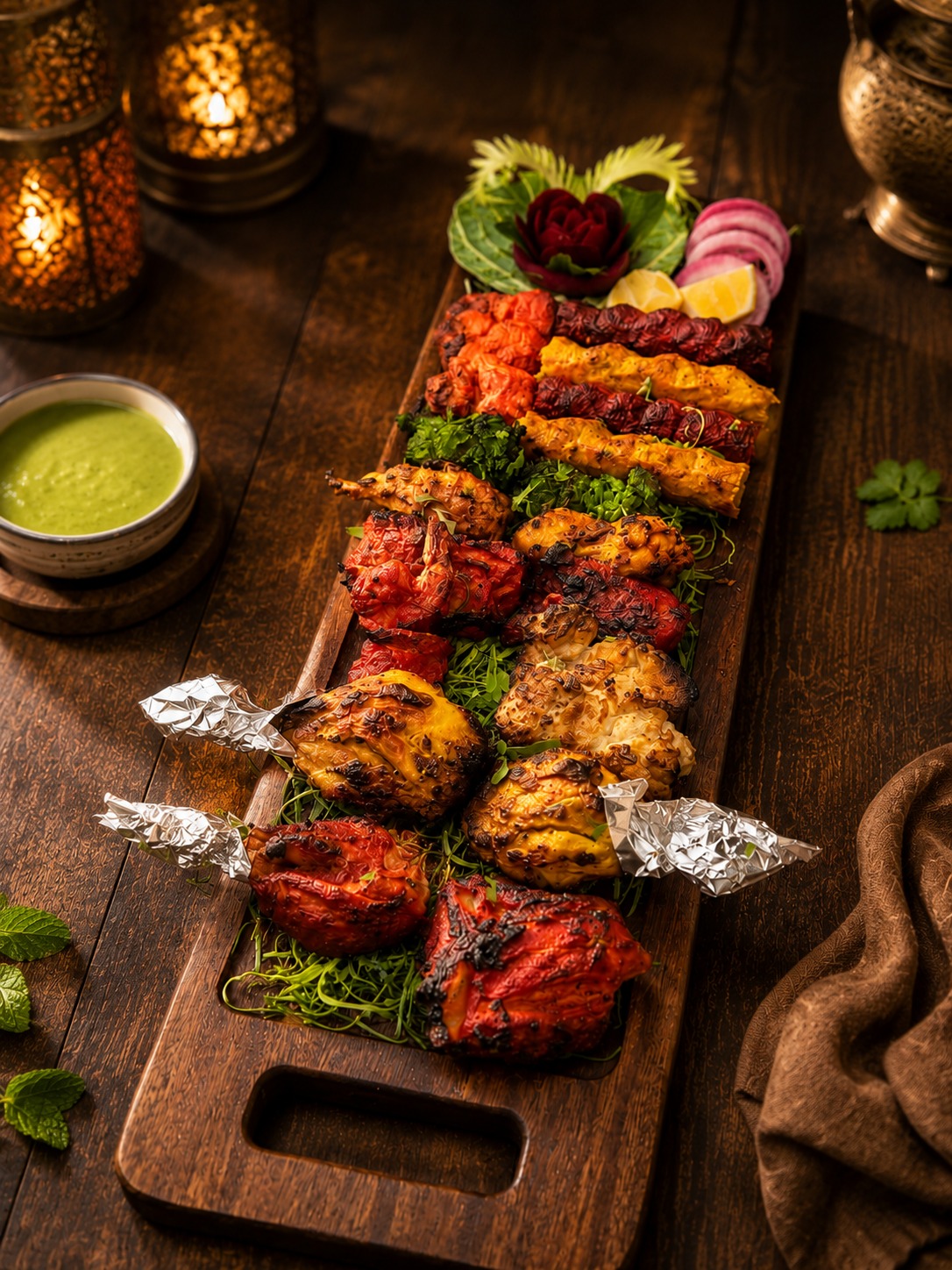 Tandoori grill platter from the clay oven